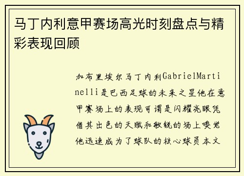 马丁内利意甲赛场高光时刻盘点与精彩表现回顾